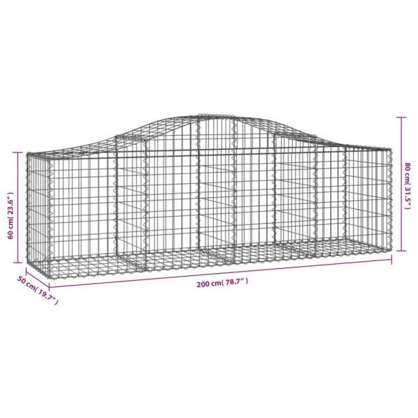 Gabione mit Hochbogen 200x50x60/80 cm Verzinktes Eisen