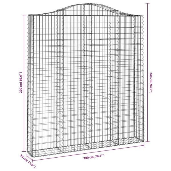 Gabione mit Hochbogen 200x30x220/240 cm Verzinktes Eisen