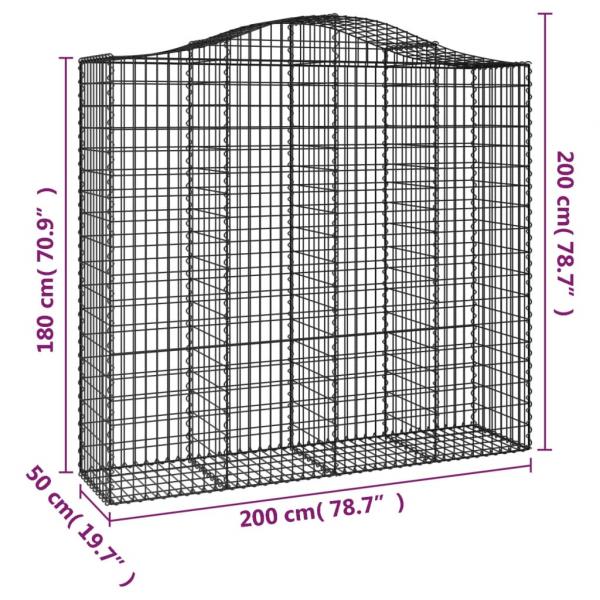 Gabione mit Hochbogen 200x50x180/200 cm Verzinktes Eisen