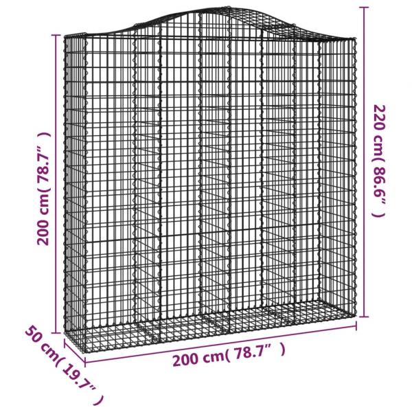 Gabione mit Hochbogen 200x50x200/220 cm Verzinktes Eisen