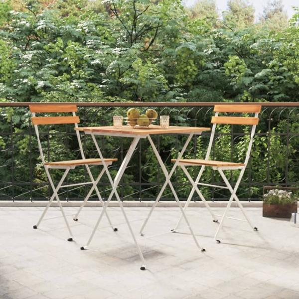 ARDEBO.de - 3-tlg. Bistro-Set Klappbar Massivholz Akazie und Stahl