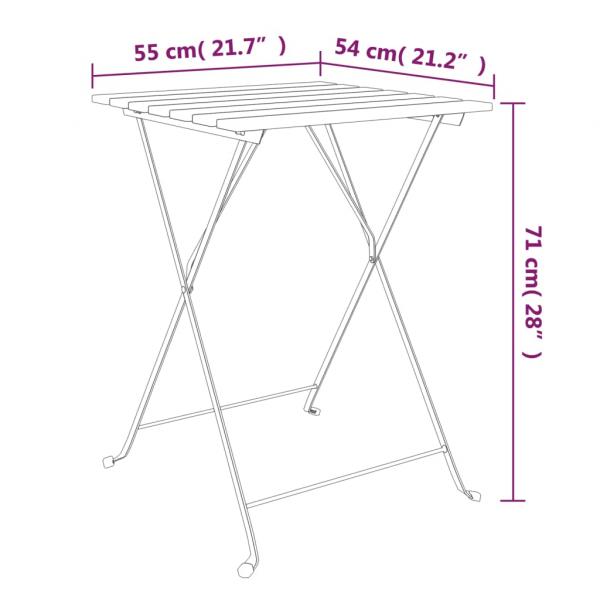 3-tlg. Bistro-Set Klappbar Massivholz Akazie und Stahl