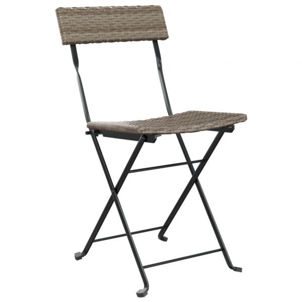 3-tlg. Bistro-Set Klappbar Grau Poly Rattan