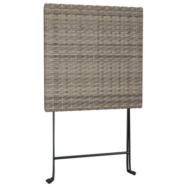 3-tlg. Bistro-Set Klappbar Grau Poly Rattan