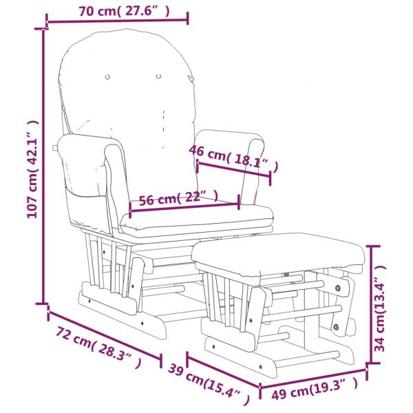 Schaukelsessel mit Hocker Gleitend Braun Stoff