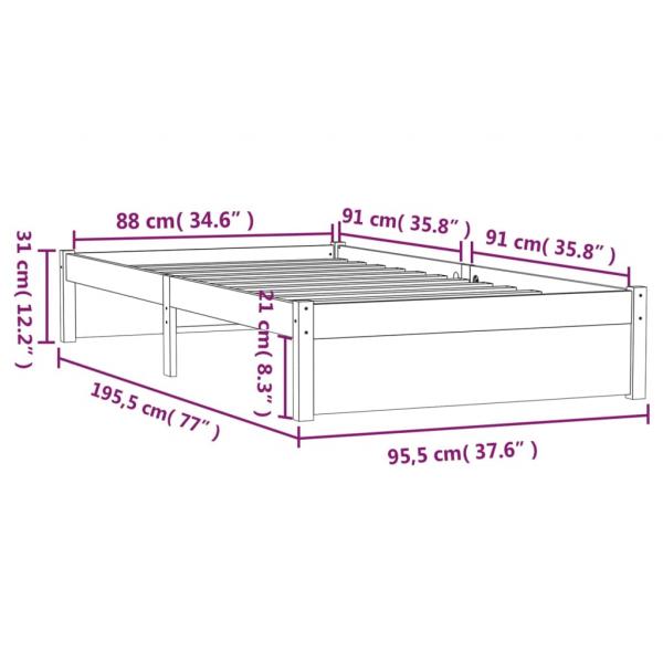 Massivholzbett 90x190 cm