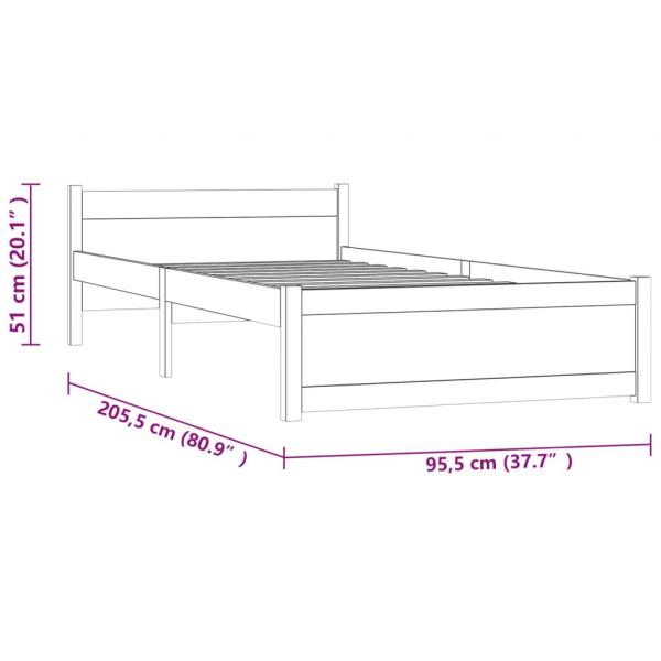 Massivholzbett Schwarz 90x200 cm