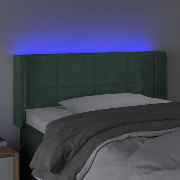 LED Kopfteil Dunkelgrün 103x16x78/88 cm Samt