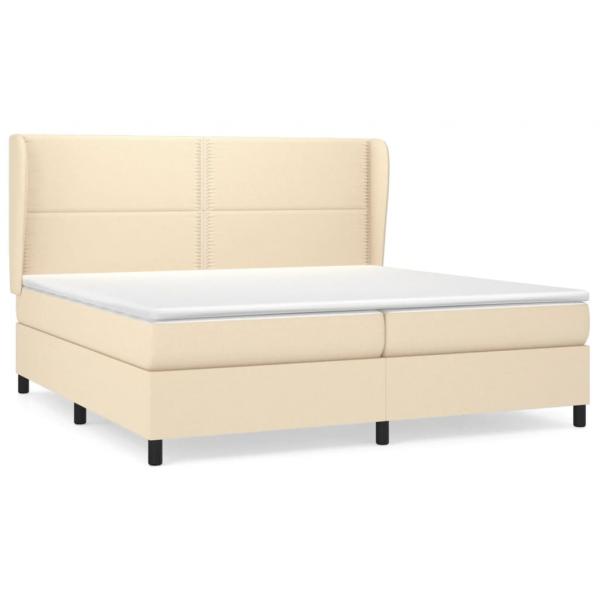 Boxspringbett mit Matratze Creme 200x200 cm Stoff