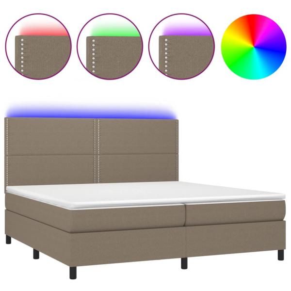 Boxspringbett mit Matratze & LED Taupe 200x200 cm Stoff