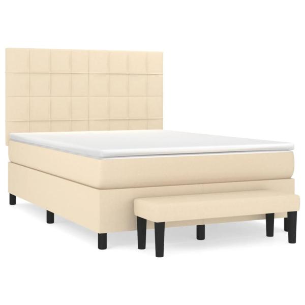 Boxspringbett mit Matratze Creme 140x200 cm Stoff