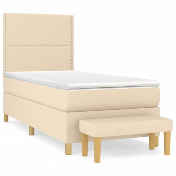 Boxspringbett mit Matratze Creme 100x200 cm Stoff