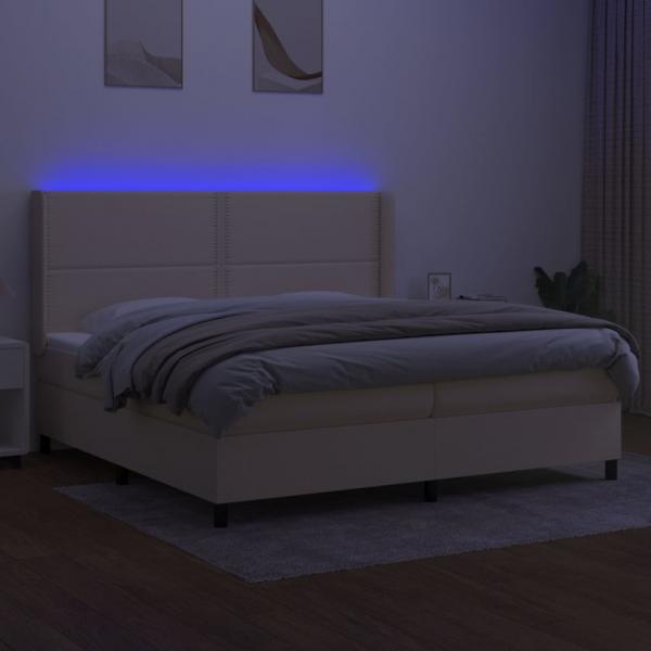 Boxspringbett mit Matratze & LED Creme 200x200 cm Stoff