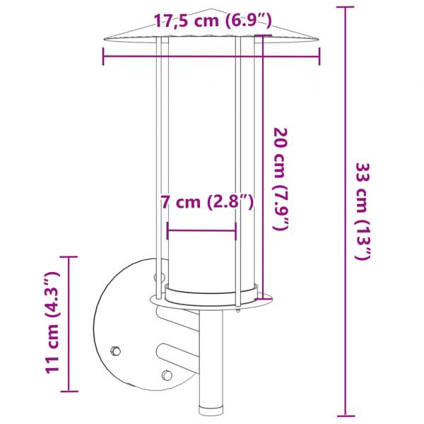 Außenwandleuchten 2 Stk. Silbern Edelstahl