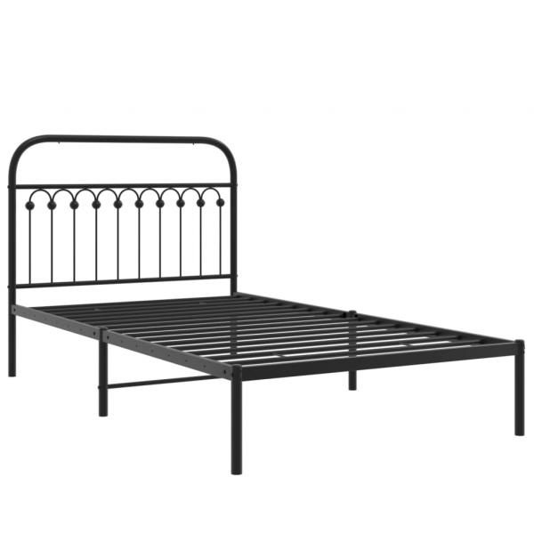 Bettgestell mit Kopfteil Metall Schwarz 107x203 cm