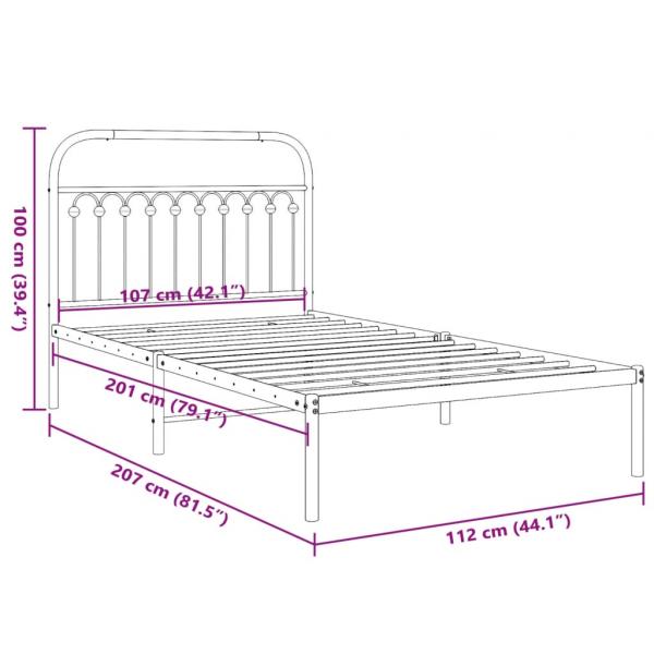 Bettgestell mit Kopfteil Metall Schwarz 107x203 cm