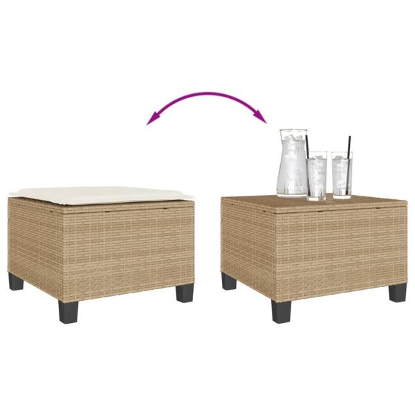 3-tlg. Bistro-Set mit Kissen Beige Poly Rattan