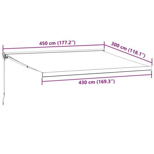 Markise Einziehbar Anthrazit und Weiß 4,5x3 m Stoff Aluminium