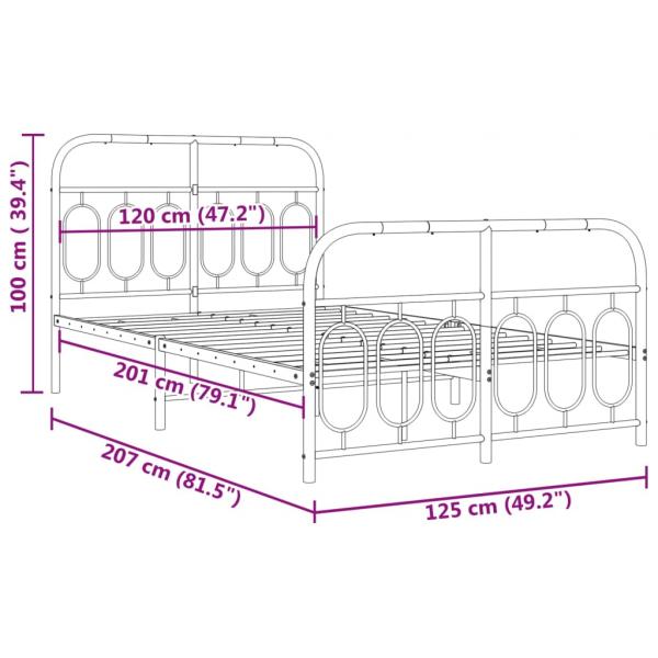 Bettgestell mit Kopf- und Fußteil Metall Schwarz 120x200 cm