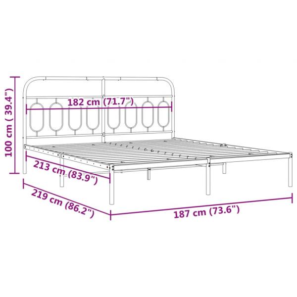 Bettgestell mit Kopfteil Metall Weiß 183x213 cm