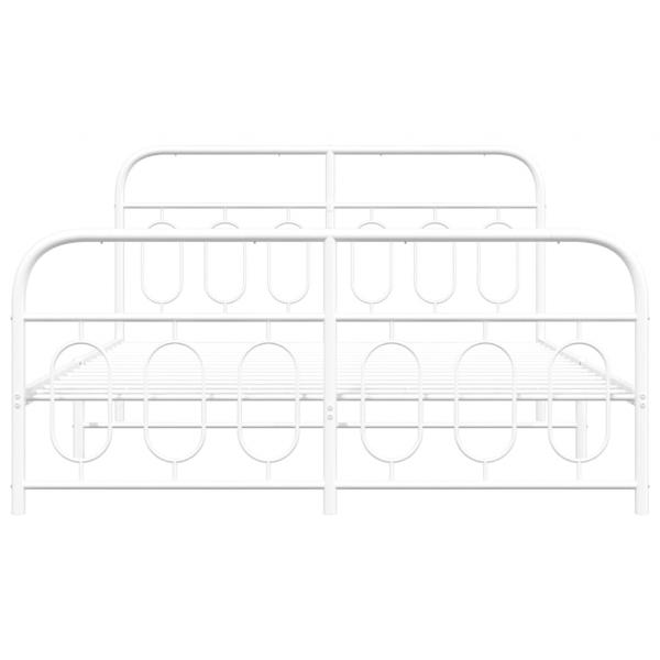 Bettgestell mit Kopf- und Fußteil Metall Weiß 140x190 cm