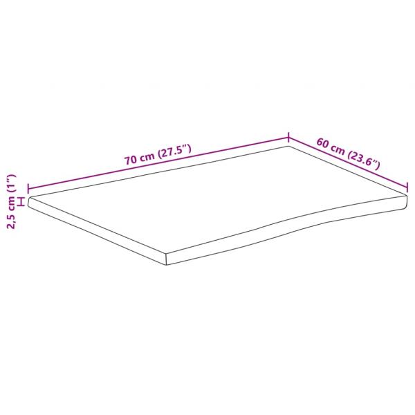 Tischplatte mit Baumkante 70x60x2,5 cm Massivholz Mango