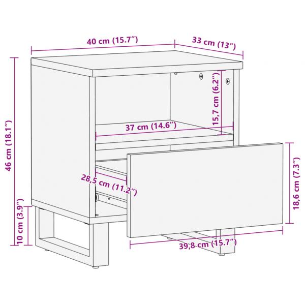 Nachttische 2 Stk. 40x34x46 cm Massivholz Akazie