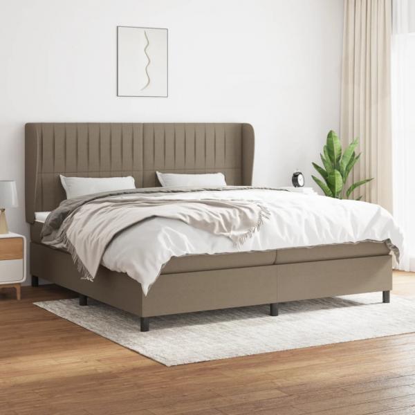 ARDEBO.de - Boxspringbett mit Matratze Taupe 200x200 cm Stoff