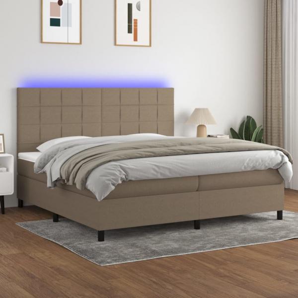 ARDEBO.de - Boxspringbett mit Matratze & LED Taupe 200x200 cm Stoff