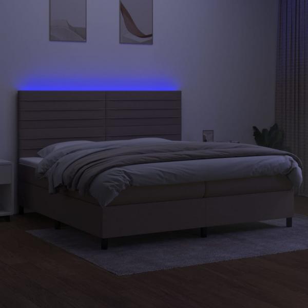 Boxspringbett mit Matratze & LED Taupe 200x200 cm Stoff