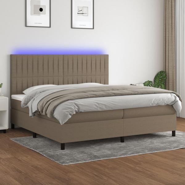 ARDEBO.de - Boxspringbett mit Matratze & LED Taupe 200x200 cm Stoff