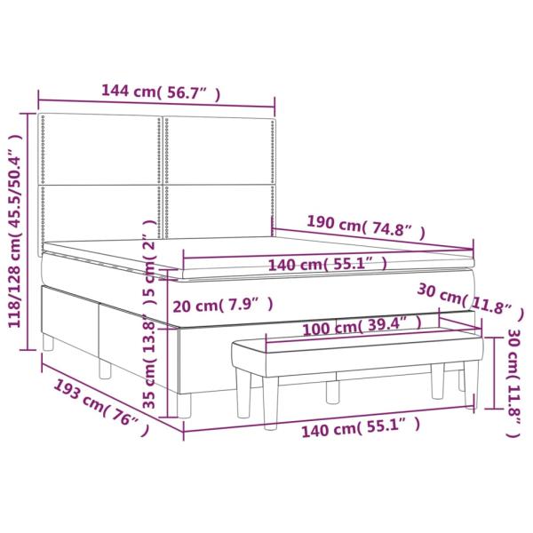 Boxspringbett mit Matratze Creme 140x190 cm Stoff