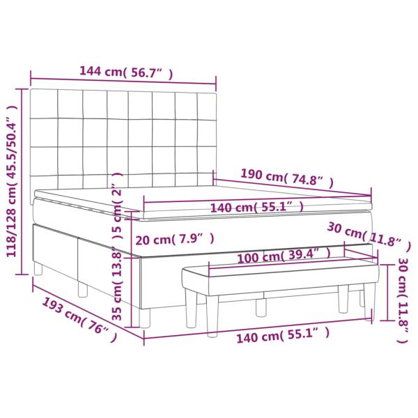 Boxspringbett mit Matratze Creme 140x190 cm Stoff