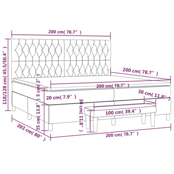 Boxspringbett mit Matratze Creme 200x200 cm Stoff