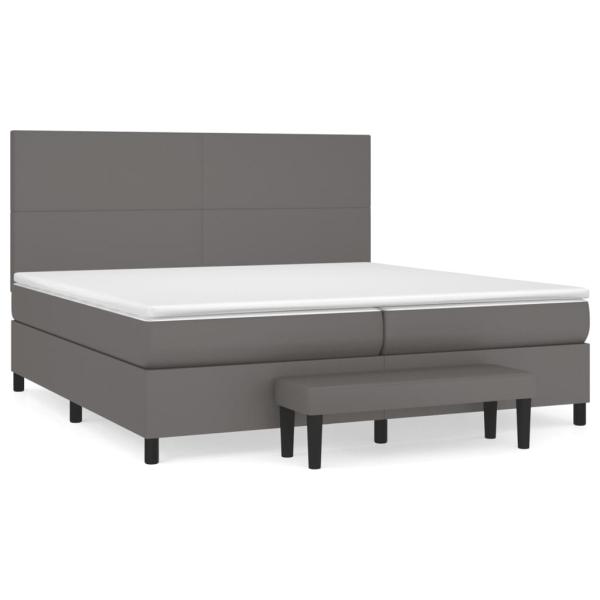 ARDEBO.de - Boxspringbett mit Matratze Grau 200x200 cm Kunstleder