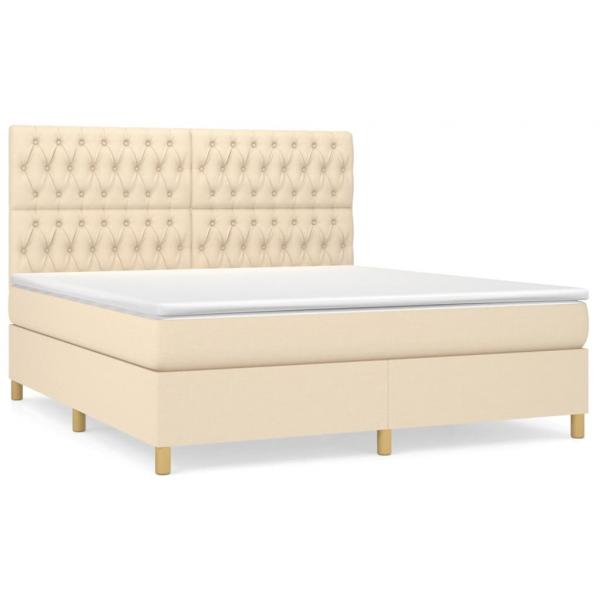 Boxspringbett mit Matratze Creme 180x200 cm Stoff