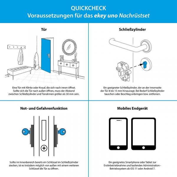 eKey uno Set Fingerprint mit Akku und Funk inkl. eqiva BLUETOOTH Smart Türschlossantrieb, weiß (200024)