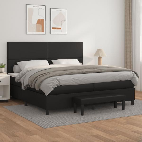 ARDEBO.de - Boxspringbett mit Matratze Schwarz 200x200 cm Kunstleder