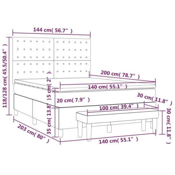 Boxspringbett mit Matratze Schwarz 140x200 cm Kunstleder