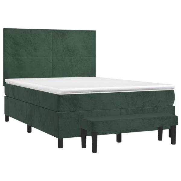 Boxspringbett mit Matratze Dunkelgrün 140x190 cm Samt