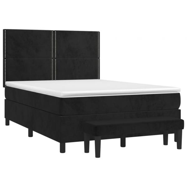 Boxspringbett mit Matratze Schwarz 140x190 cm Samt