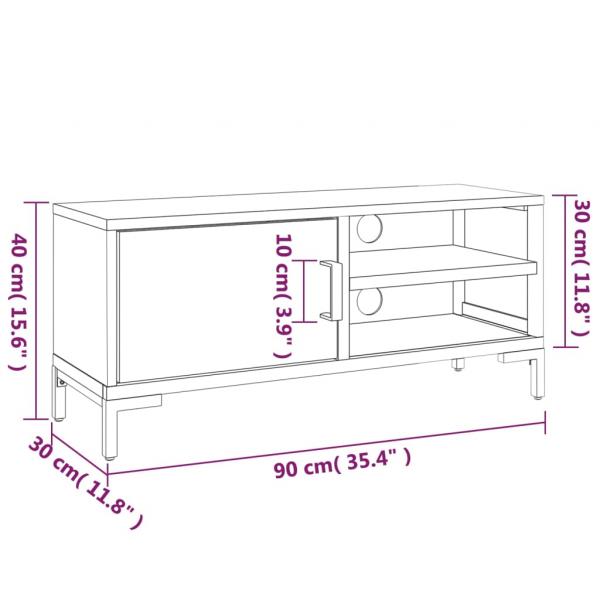 TV-Schrank Braun 90x30x40 cm Massivholz Kiefer