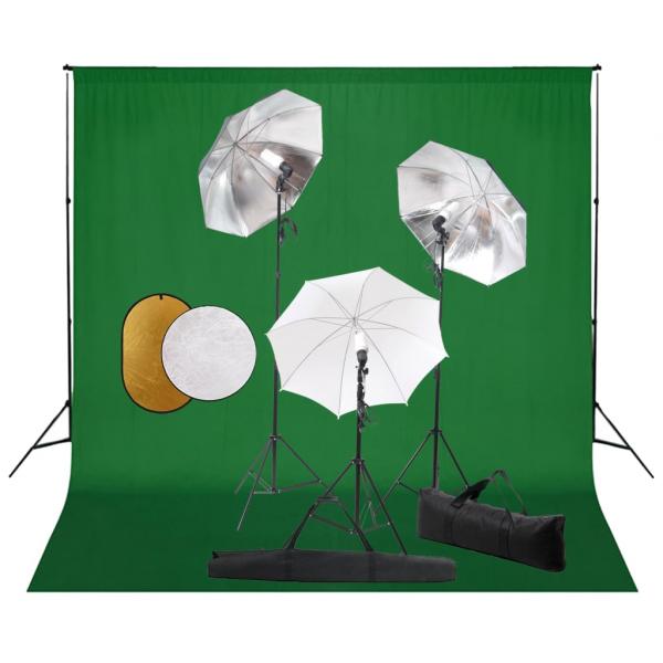 ARDEBO.de - Fotostudio-Set mit Lampen, Schirmen, Hintergrund & Reflektor