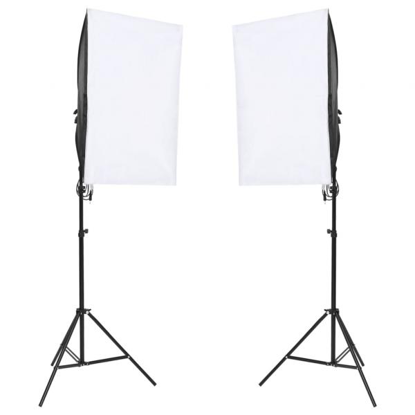 Fotostudio-Set mit Leuchten, Hintergrund und Reflektor