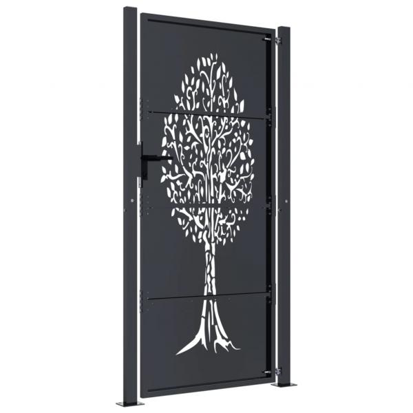 Gartentor Anthrazit 105x205 cm Stahl Baum-Design