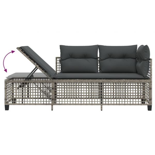 3-tlg. Garten-Ecksofa-Set mit Kissen Grau Poly Rattan