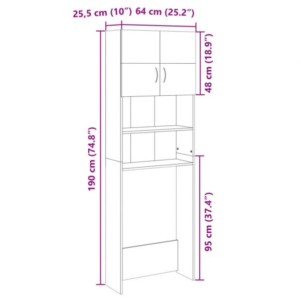 Waschmaschinenschrank Sonoma-Eiche 64x25,5x190 cm Holzwerkstoff