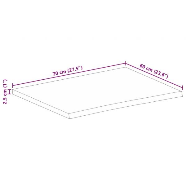 Tischplatte mit Baumkante 70x60x2,5 cm Massivholz Mango