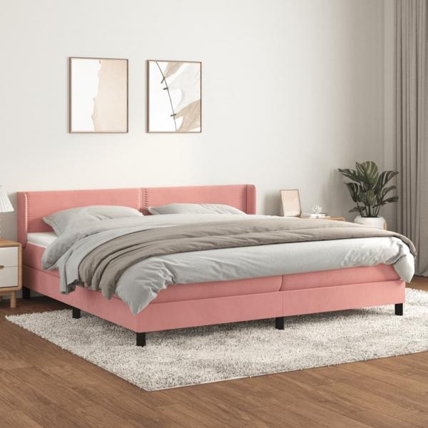 ARDEBO.de - Boxspringbett mit Matratze Rosa 200x200 cm Samt