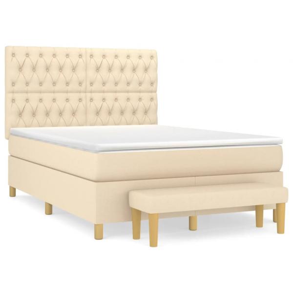 Boxspringbett mit Matratze Creme 140x190 cm Stoff